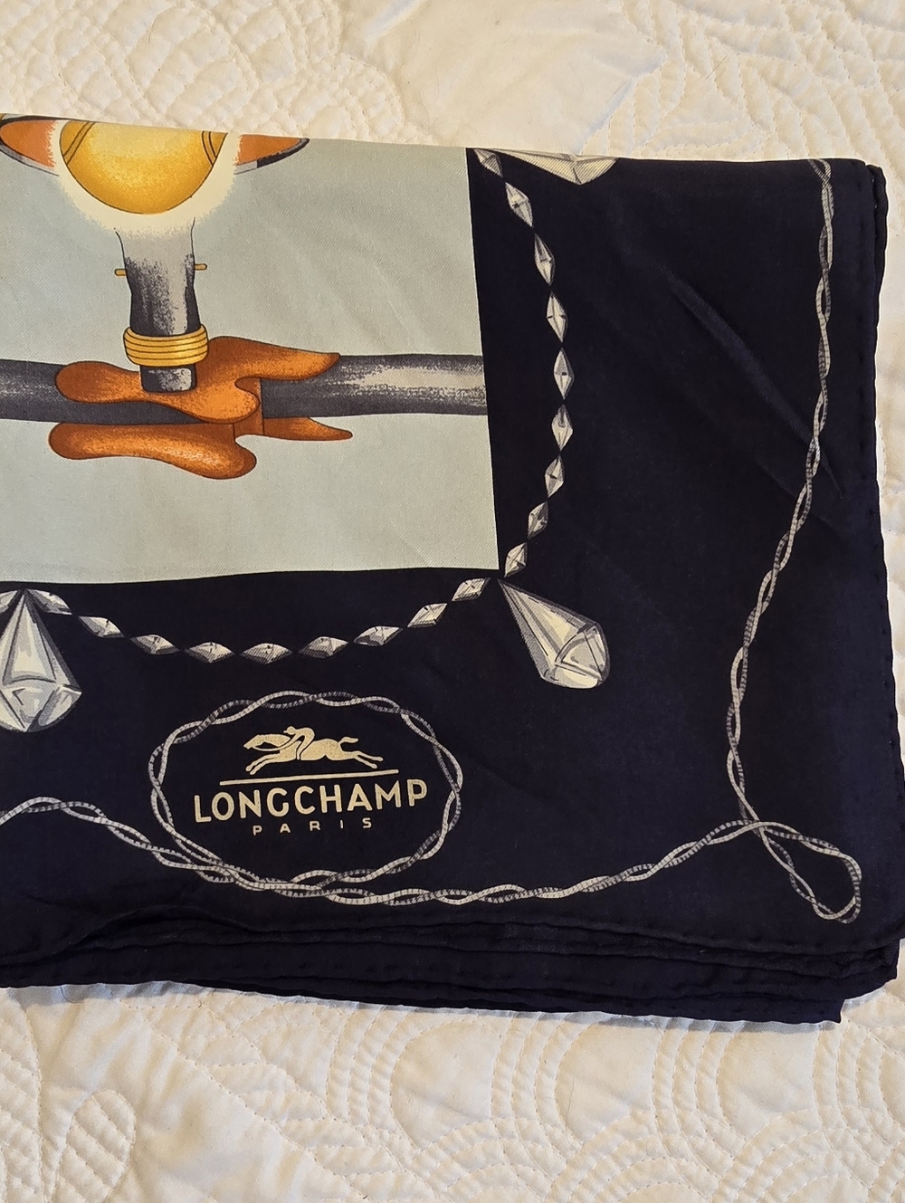 Longchamp 100% Silk 35x35 Scarf EUC - Picture 6 of 6